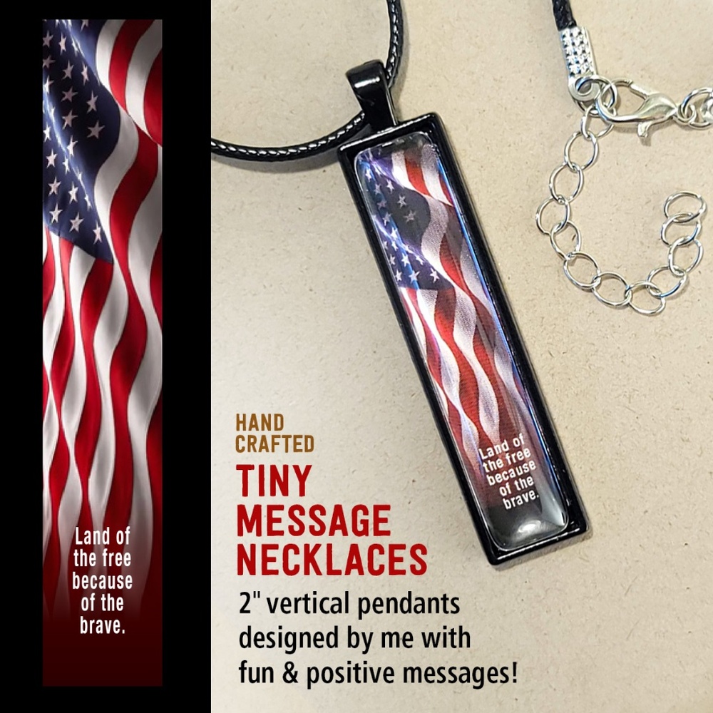 Land of the free 3 Vertical Pendant Necklace